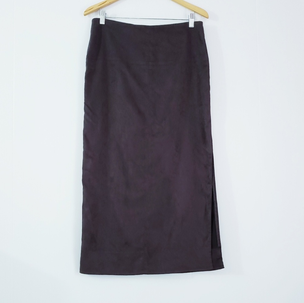 YANSI FUGEL Faux suede Leather Maxi Skirt …